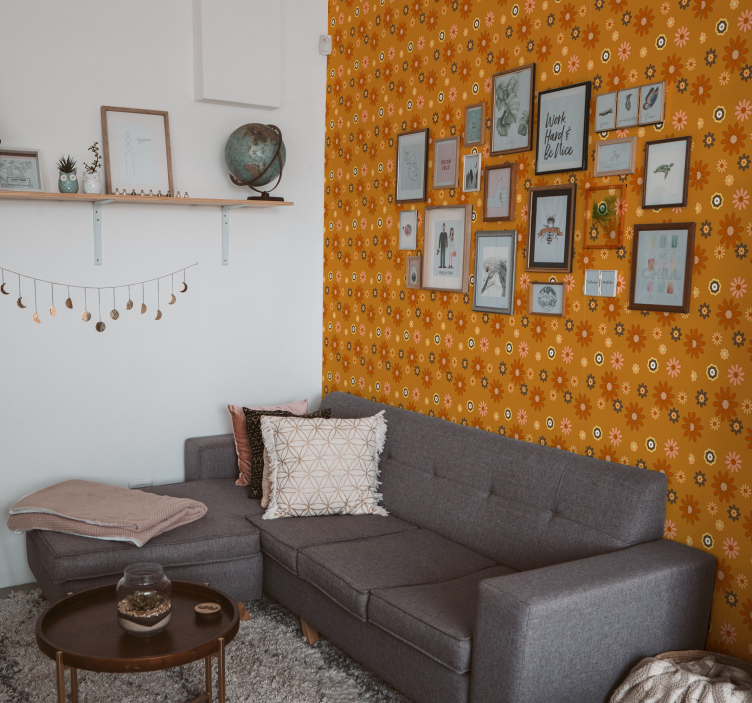 60 年代花力量复古壁纸 - TenStickers