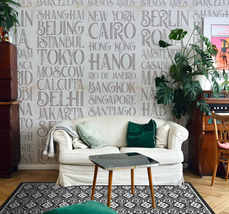 世界城市刻字壁纸 - TenStickers