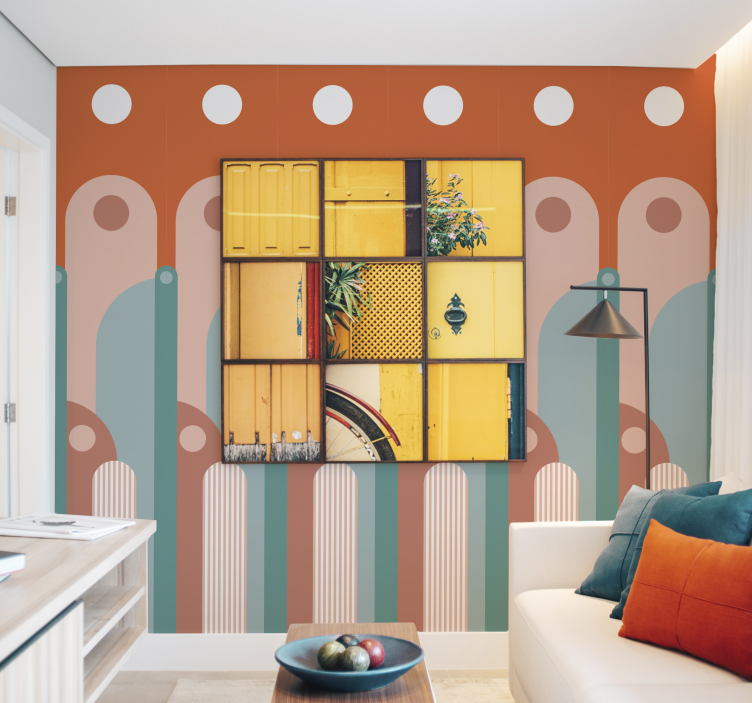 客厅装饰墙纸适合弯曲几何形状 - TenStickers