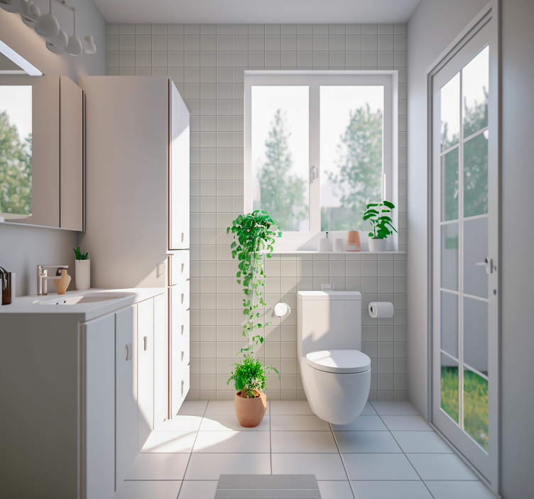 墙纸瓷砖简单白色图案 - TenStickers