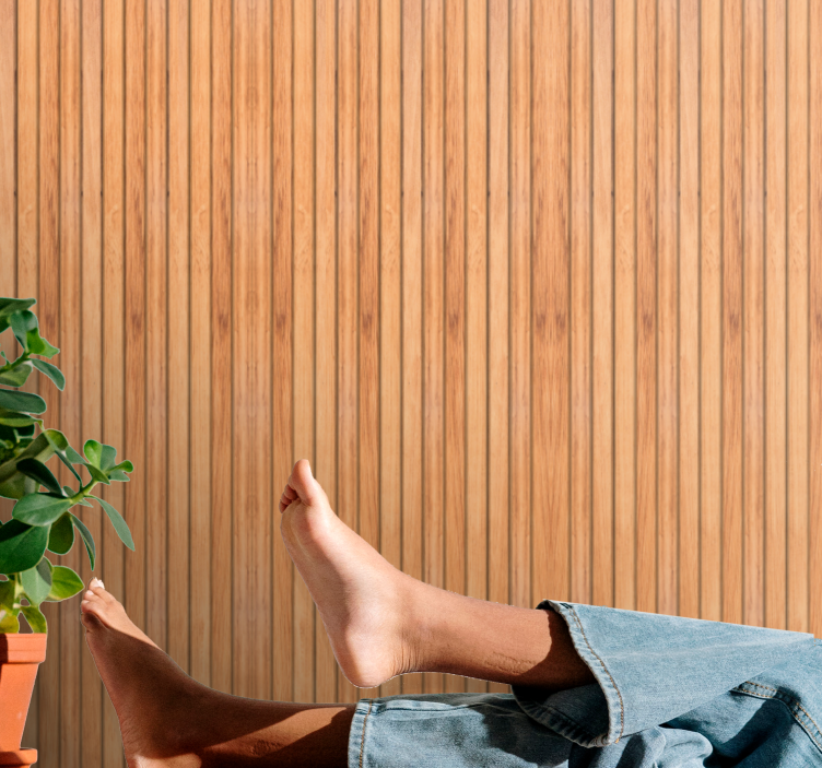 木质风格垂直柚木板条壁纸 - TenStickers