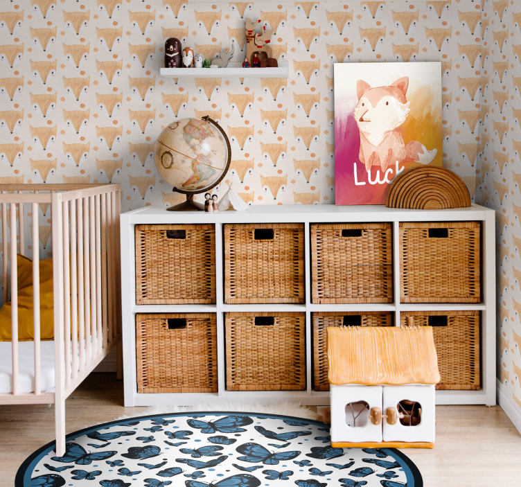 孩子房间墙纸 手绘狐狸 - TenStickers