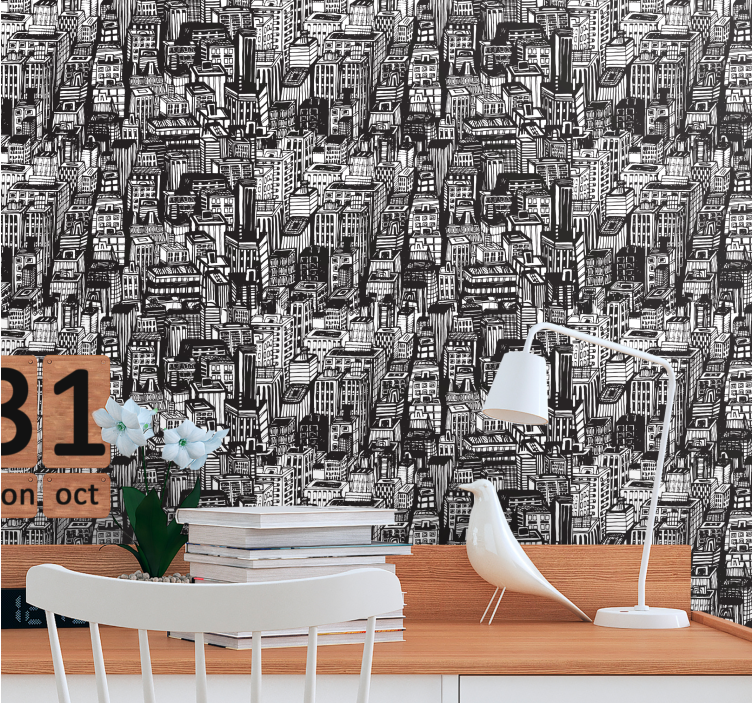 城市墙纸 城市素描混乱 - TenStickers