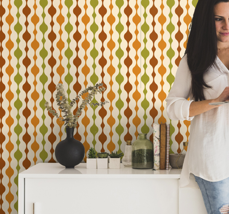 70年代条纹人物复古壁纸 - TenStickers