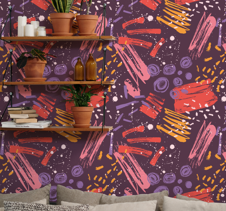 墙纸抽象 富有表现力的笔触 - TenStickers