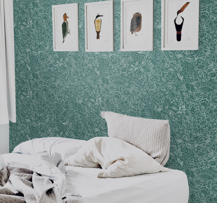 动物壁纸展现绿色海洋生物 - TenStickers