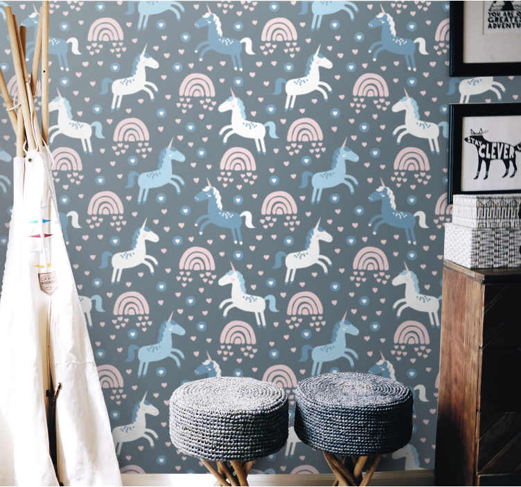 动物墙纸 长颈鹿彩虹图案 - TenStickers