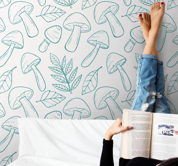 动物墙纸 蘑菇轮廓 - TenStickers