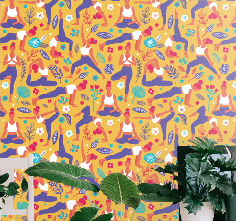 艺术墙纸 瑜伽姿势模式 - TenStickers