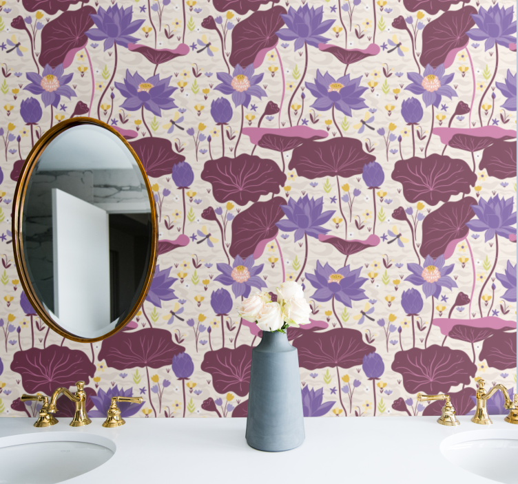 背景 米色 花 壁纸 - TenStickers