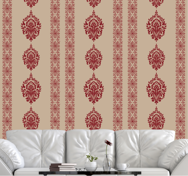 墙纸巴洛克风格优雅红色图案 - TenStickers