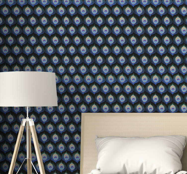 墙纸鸟类孔雀羽毛图案 - TenStickers