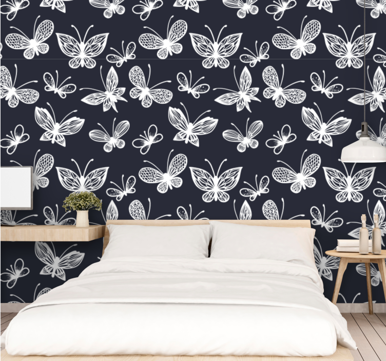 蝴蝶壁纸优雅白色蝴蝶 - TenStickers