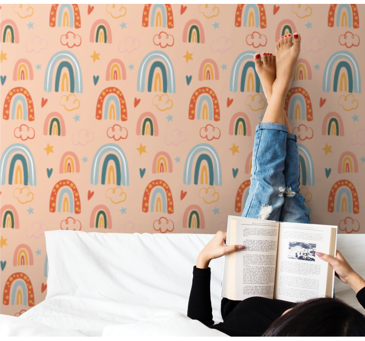 少女房卧室壁纸 彩虹梦境 - TenStickers