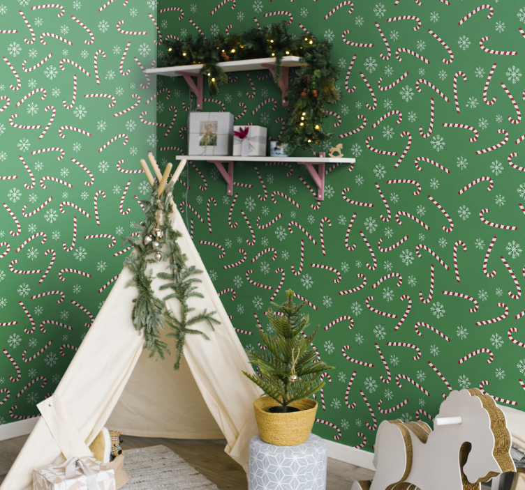 糖果圣诞卧室壁纸 - TenStickers