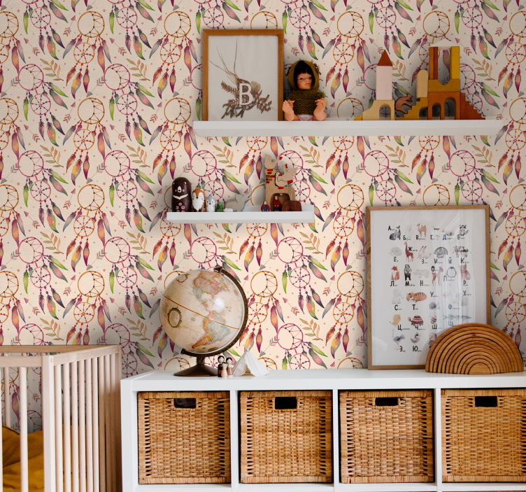 孩子房间墙纸 花卉捕梦网图案 - TenStickers
