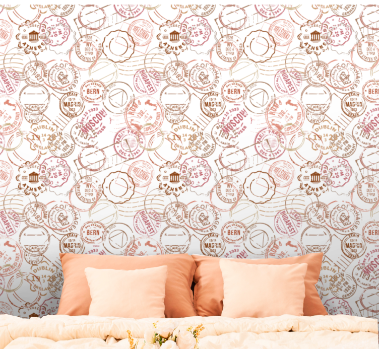 城市墙纸 盖章护照图案 - TenStickers