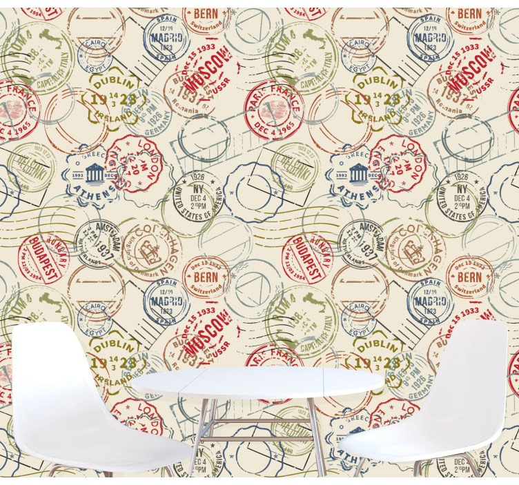 城市墙纸 旅行邮票拼贴 - TenStickers