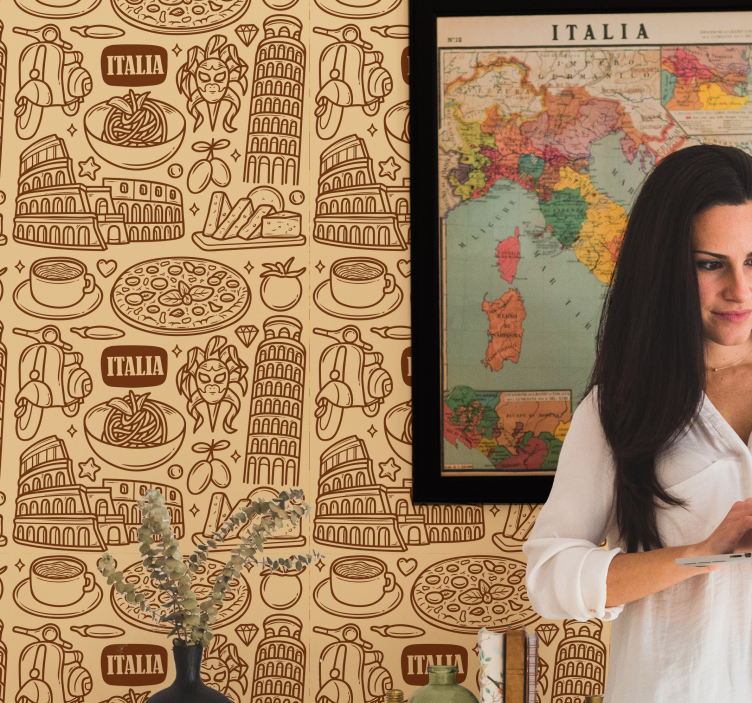 城市墙纸 意大利地标素描 - TenStickers