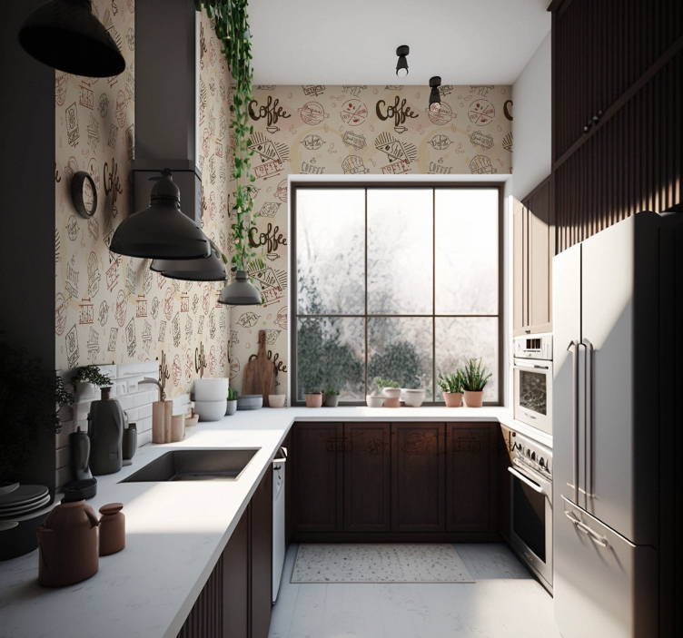 咖啡图标餐厅壁纸 - TenStickers