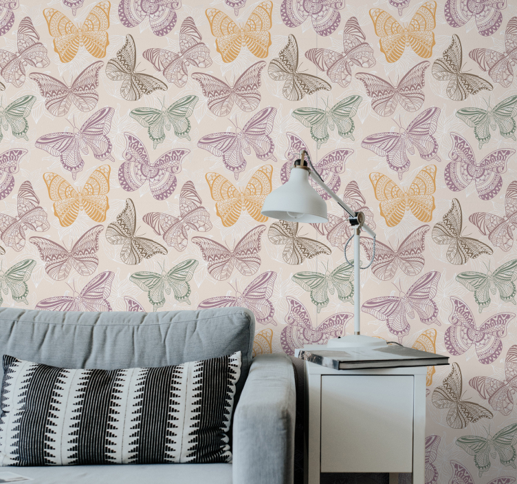 彩色的观赏蝴蝶壁纸 - TenStickers