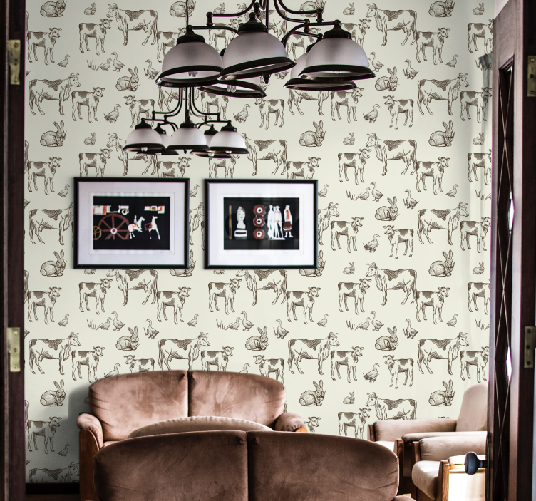 动物墙纸 农场动物素描 - TenStickers