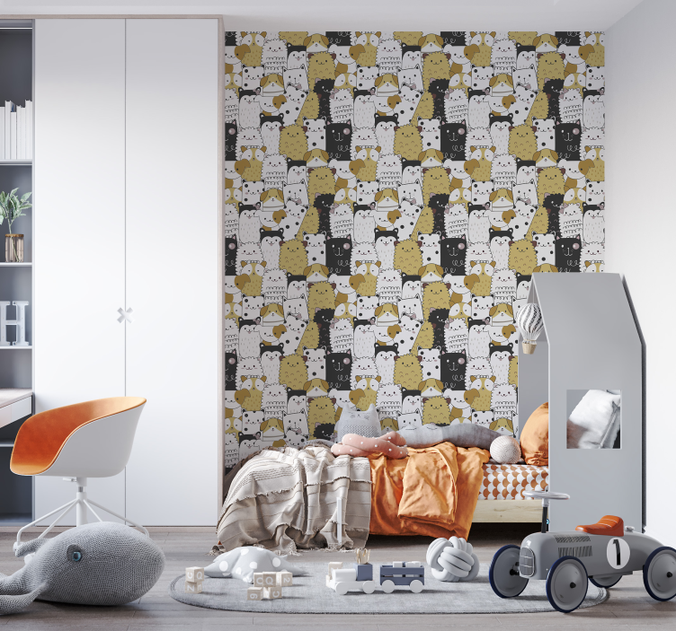 孩子房间墙纸 可爱的狗模式 - TenStickers