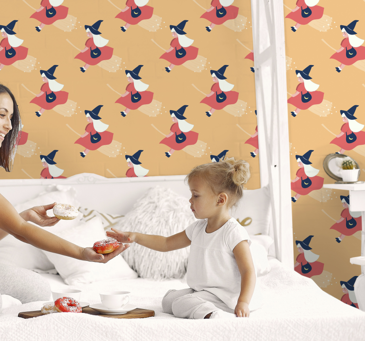 墙纸万圣节魔法女巫图案 - TenStickers