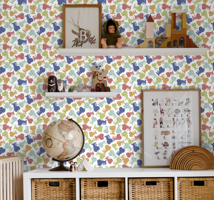 墙纸恐龙 欢快的恐龙图案 - TenStickers