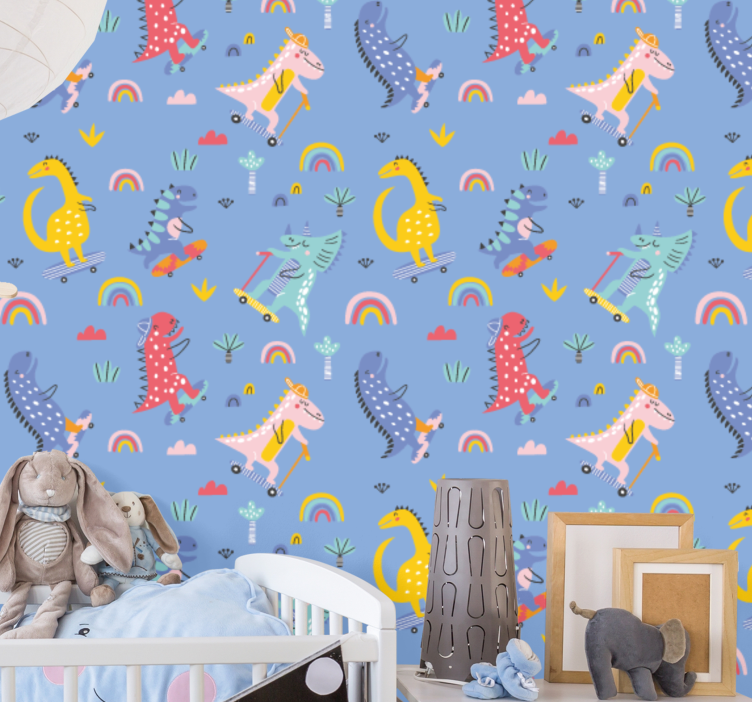 墙纸恐龙 滑冰恐龙 - TenStickers