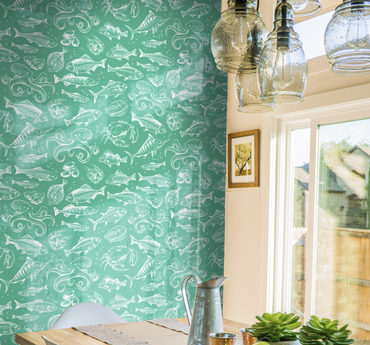 墙纸鱼海洋生物图案 - TenStickers