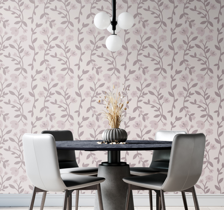 墙纸花卉 优雅的花卉剪影 - TenStickers