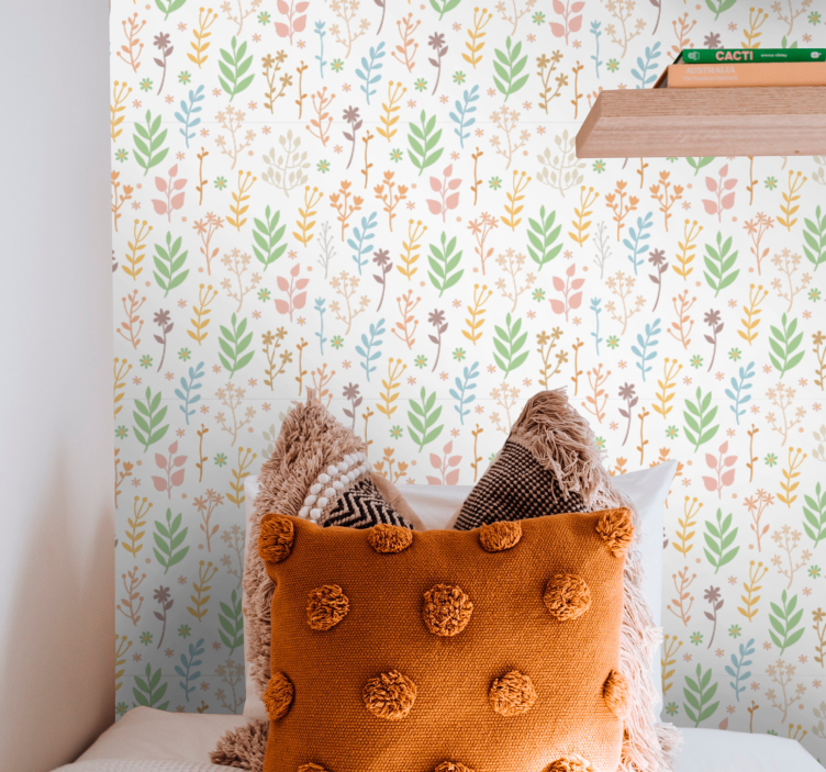 墙纸花卉与绿色植物装饰相结合 - TenStickers