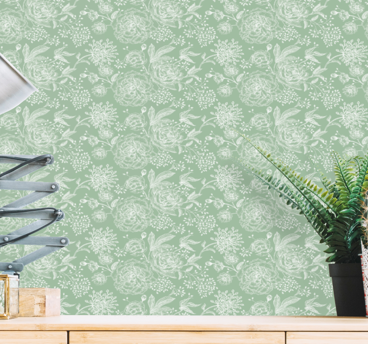 墙纸花卉柔和花卉优雅 - TenStickers