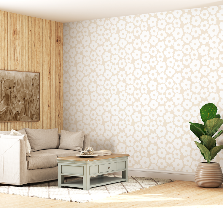 墙纸花卉白色罂粟花 - TenStickers