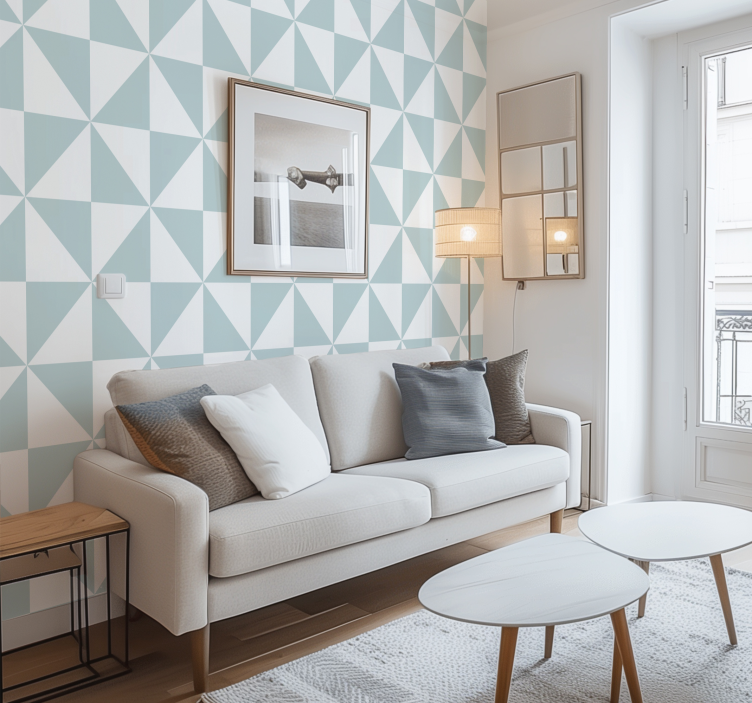 几何墙纸 蓝色三角形 - TenStickers