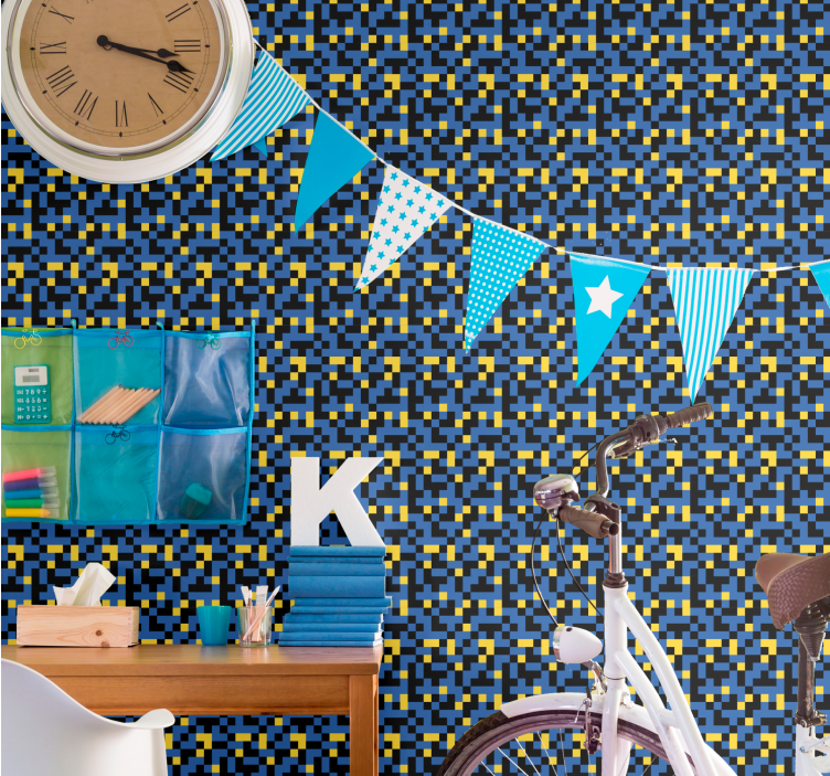 几何墙纸像素化色块设计 - TenStickers