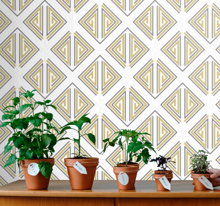 几何墙纸呈现风格化三角形图案 - TenStickers
