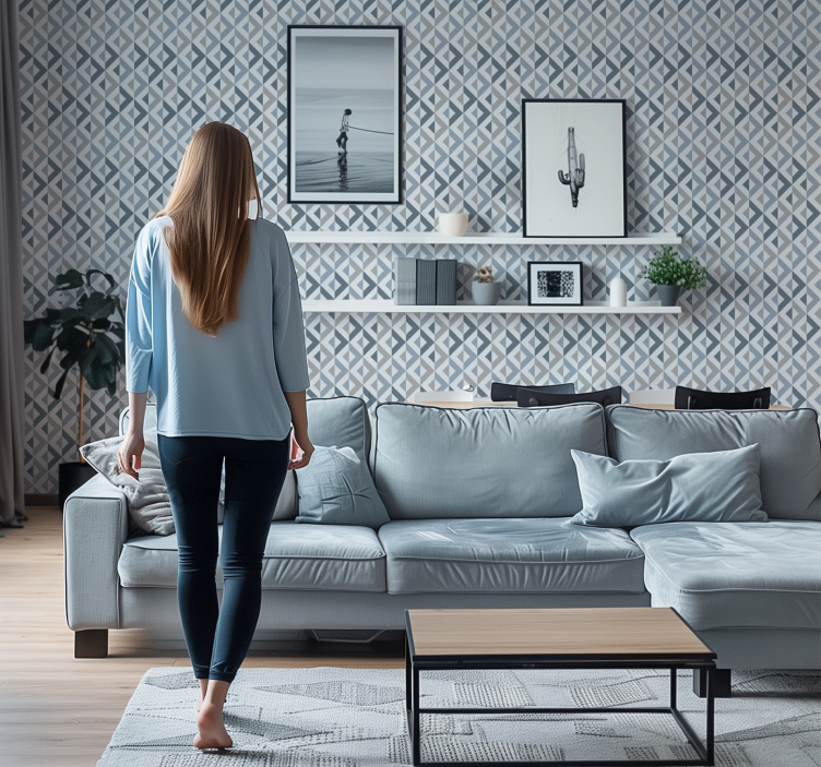 几何墙纸 纺织效果 - TenStickers