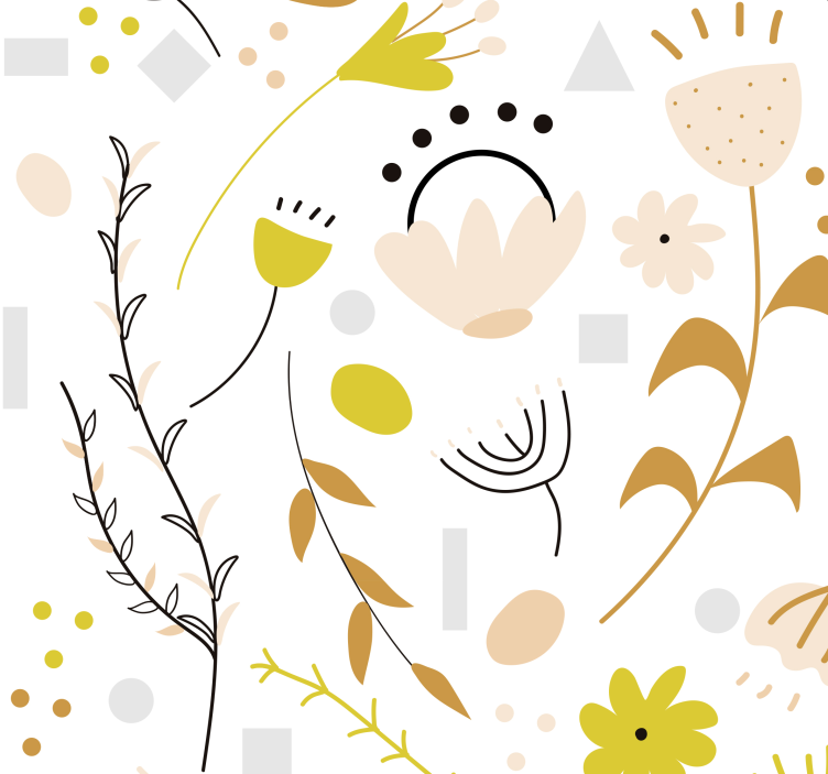 手绘花朵和点花壁纸 - TenStickers