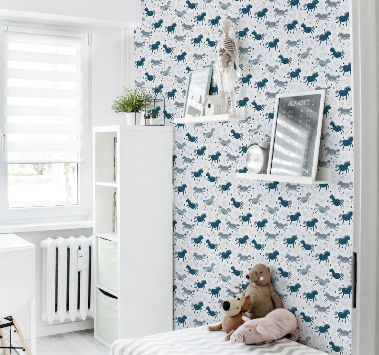 墙纸马匹奔跑的蓝色小马驹 - TenStickers