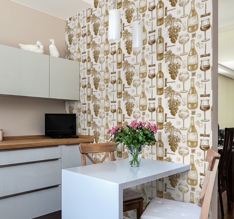 建筑墙纸呈现酒瓶艺术 - TenStickers