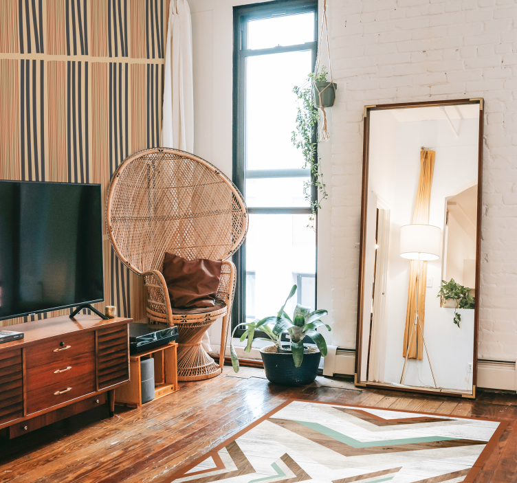 客厅装饰墙纸波西米亚条纹设计 - TenStickers