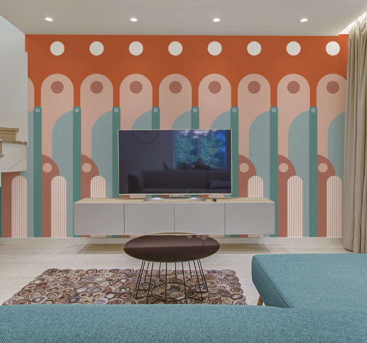 客厅装饰墙纸适合弯曲几何形状 - TenStickers