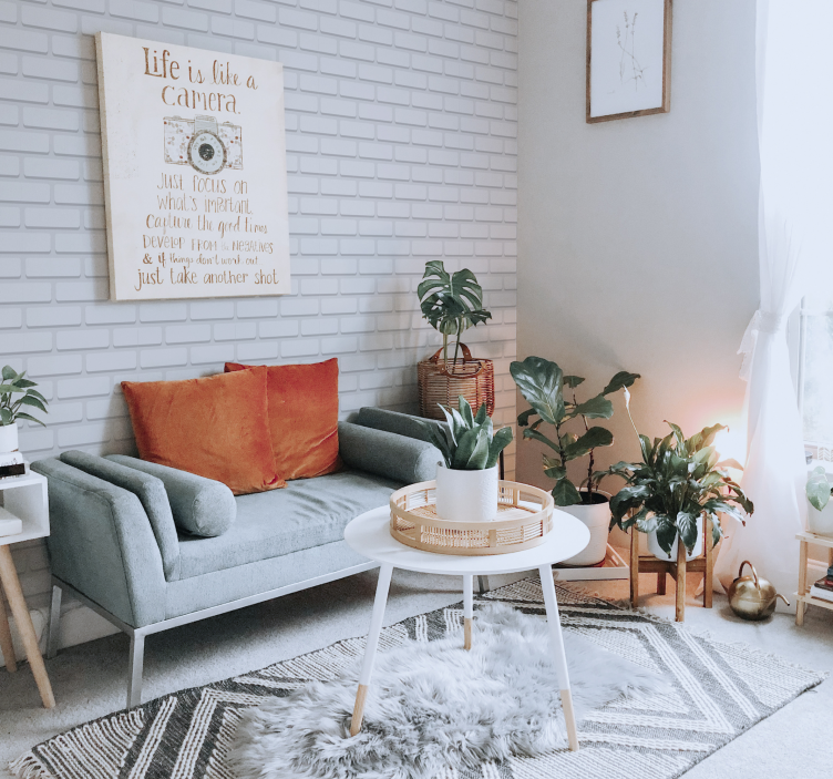 客厅装饰墙纸白色逼真砖块 - TenStickers