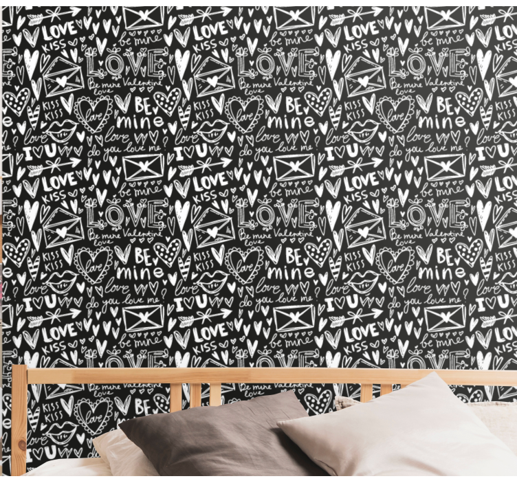 爱的心涂鸦艺术壁纸 - TenStickers