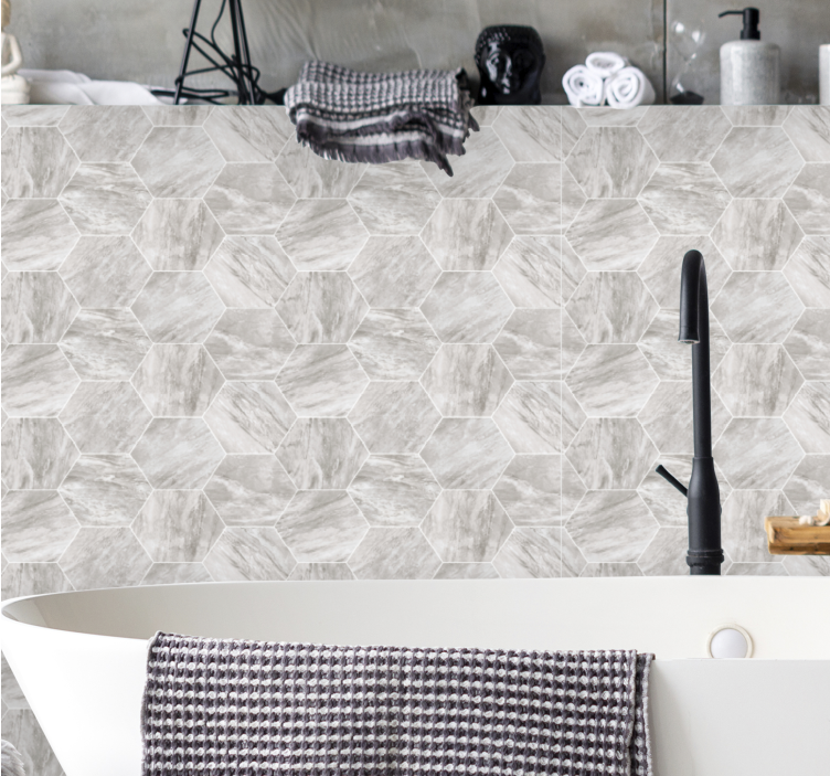 墙纸大理石六边形瓷砖图案 - TenStickers