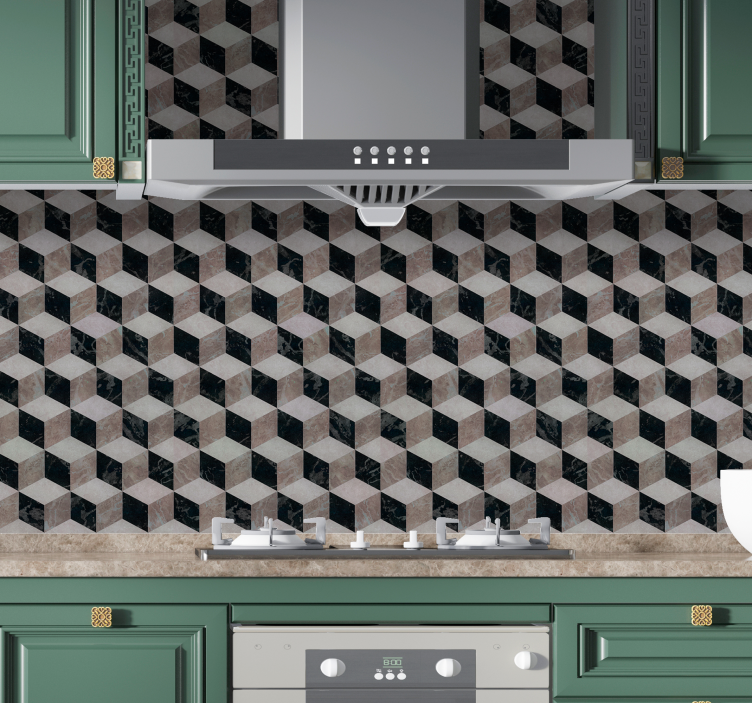 金属效果墙纸几何立方体排列 - TenStickers