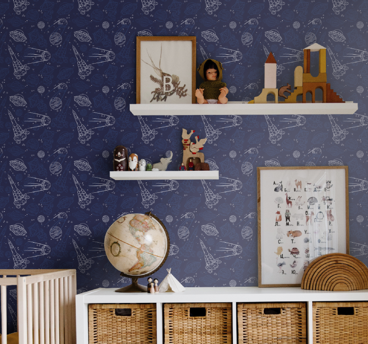 儿童壁纸火箭太空冒险 - TenStickers