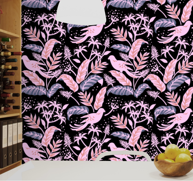 墙纸装饰 鸟儿,花儿,和谐 - TenStickers